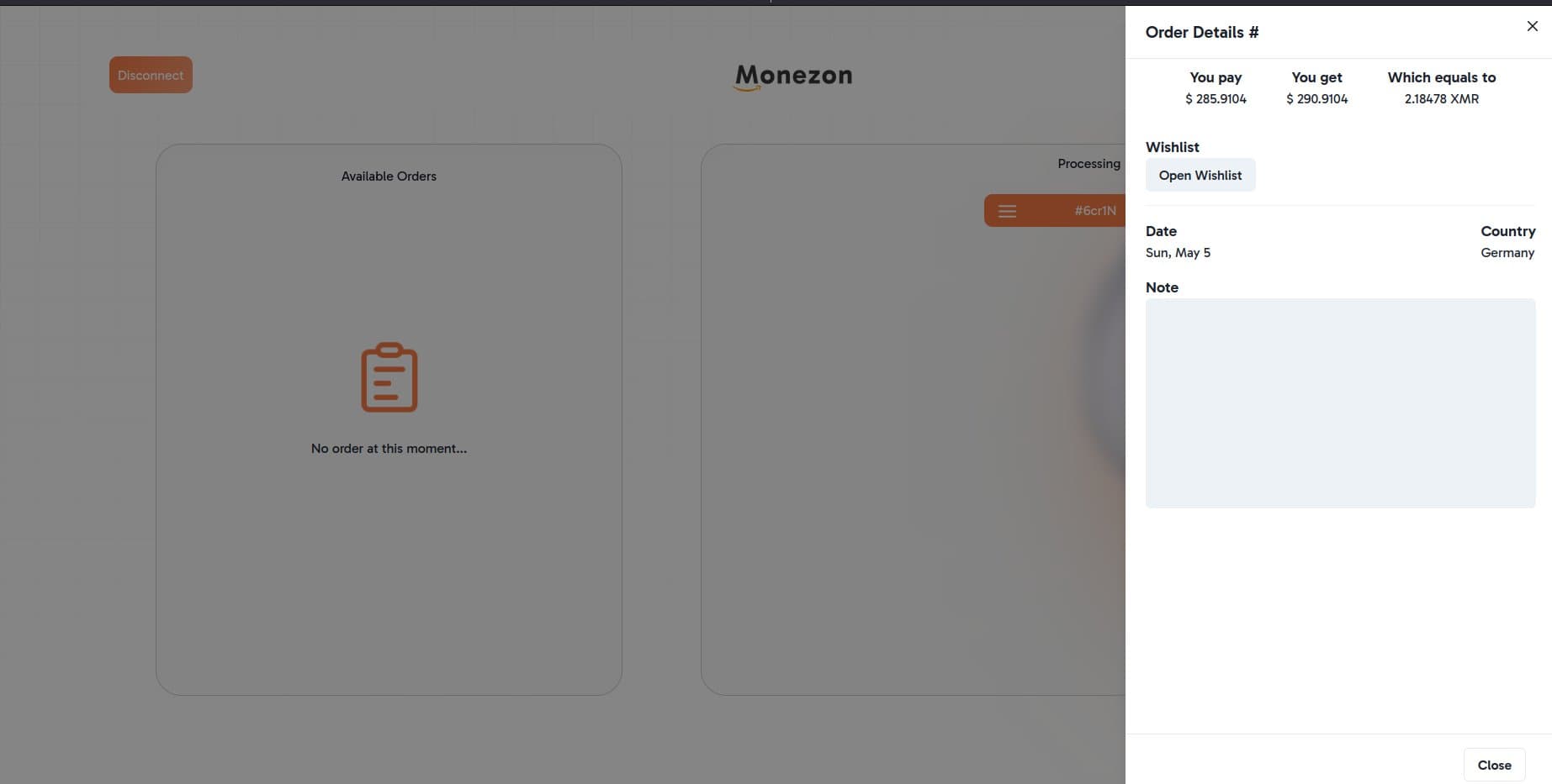 monezon dashboard